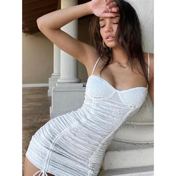 chinese dress ladies Hailees Lace Strapless Mini Dress | White | Womens